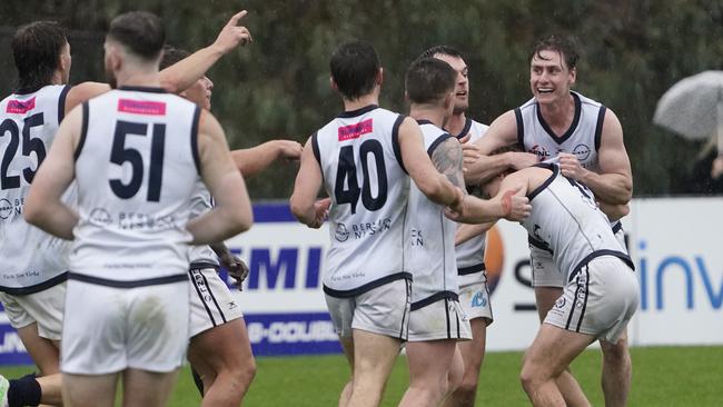 Berwick players celebrate their victory over Vermont in Round 1. Picture: Valeriu Campan