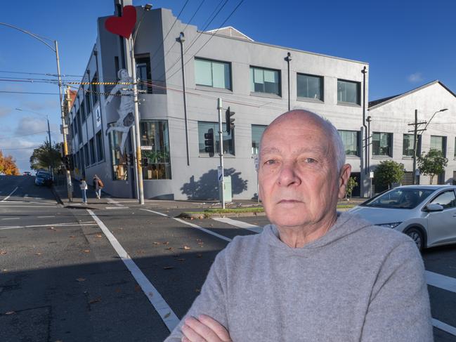 Mr Moriarty said the Our Community House building (background) has often been hit by out-of-control vehicles. Picture: Tony Gough