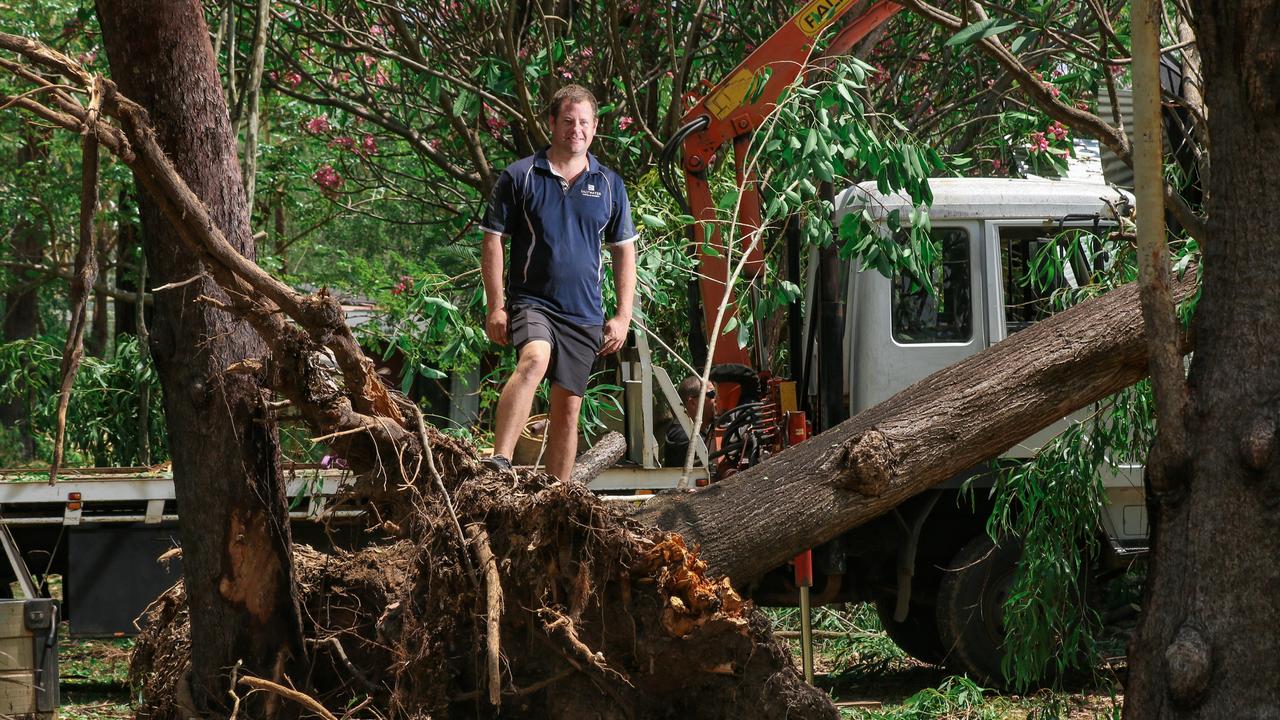 Scott Marley at the scene of a very localised storm cell at the Mary River Wilderness Retreat. Picture: Glenn Campbell