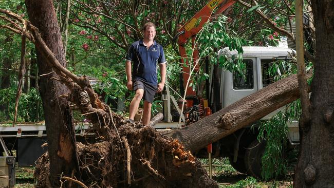 Scott Marley at the scene of a very localised storm cell at the Mary River Wilderness Retreat. Picture: Glenn Campbell