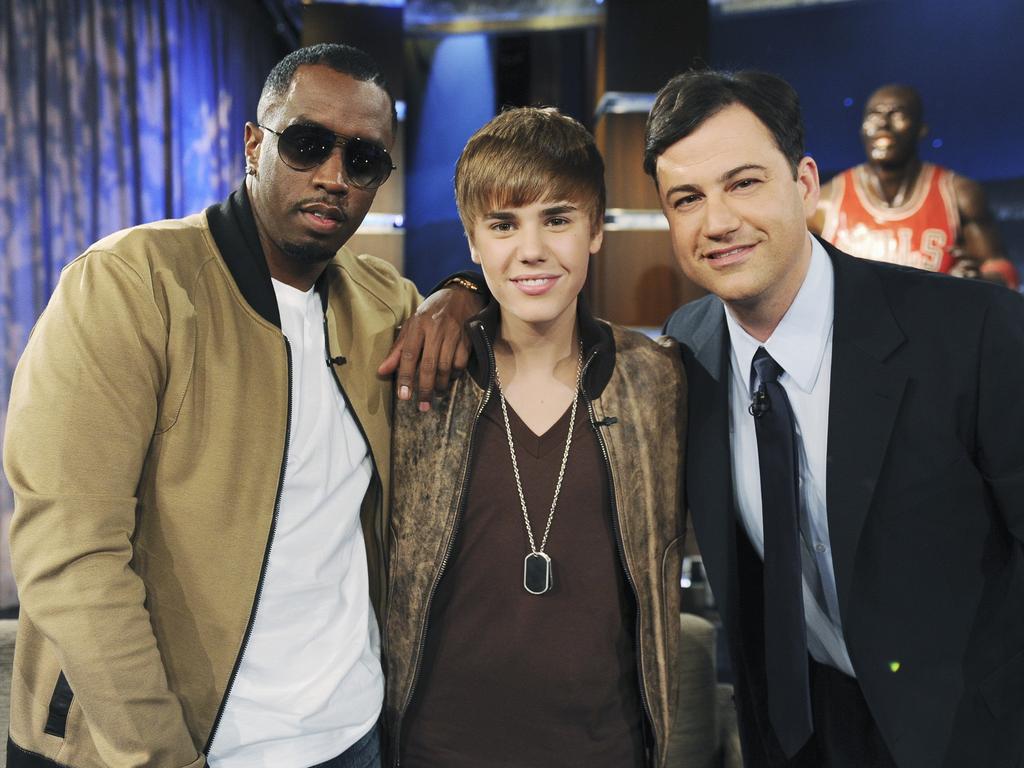 Diddy and Bieber appear on Jimmy Kimmel Live in 2016. Picture: Mitch Haddad/Disney General Entertainment Content via Getty Images)