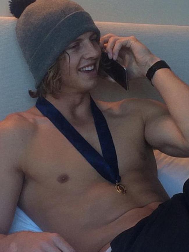 Nat Fyfe the morning after winning the AFL's Brownlow Medal. Picture: Twitter/Patrick Keane