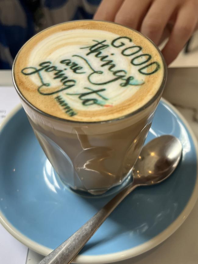 Taydam Knowles’s latte. Picture: Anna Vlach