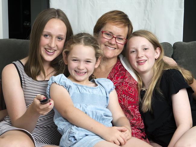 Fleur Johnson with daughters Matilda, 14, Gabriella, 8, and Charlotte, 12. Picture: Sarah Matray