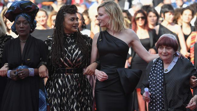 Khadja Nin, Ava DuVernay, Cate Blanchett and French director Agnes Varda walk the red carpet. Picture: AFP.