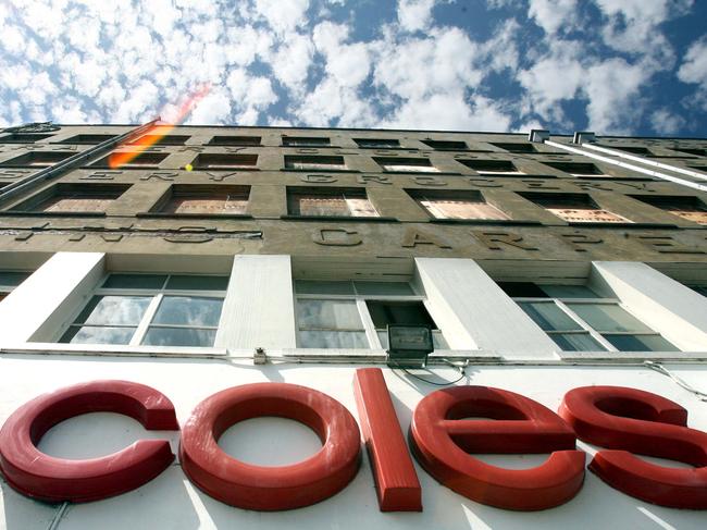 23 Feb 2007 Generic of Coles Supermerket Sign. buildings exterior retail stores shop shops logo logos