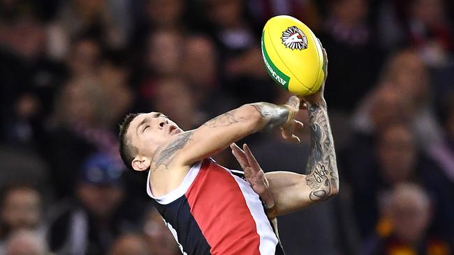 Matt Parker has provided plenty of highlights during St Kilda’s clash with Adelaide. Picture: Quinn Rooney/Getty Images. 