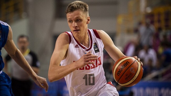 Russian NBA prospect Nikita Mikhailovskii has been linked to the Tasmania JackJumpers as its Next Star. Picture: fiba.basketball