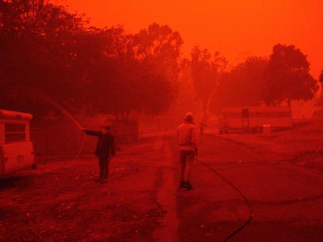 Gippsland fires covering Mallacoota in red haze. Picture: Trevor Jay