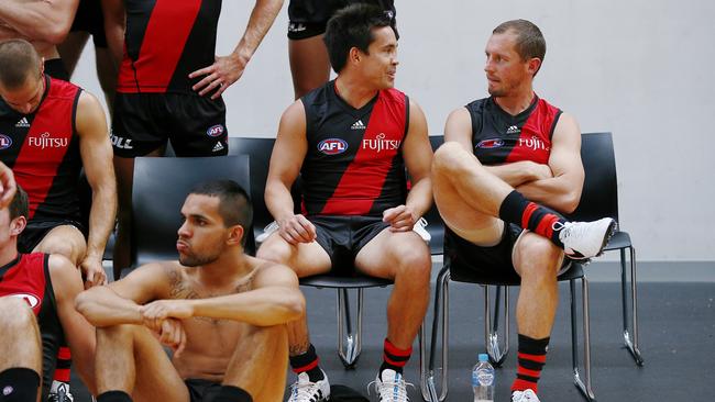 Mathew Stokes and James Kelly get their picture taken. Picture: Colleen Petch