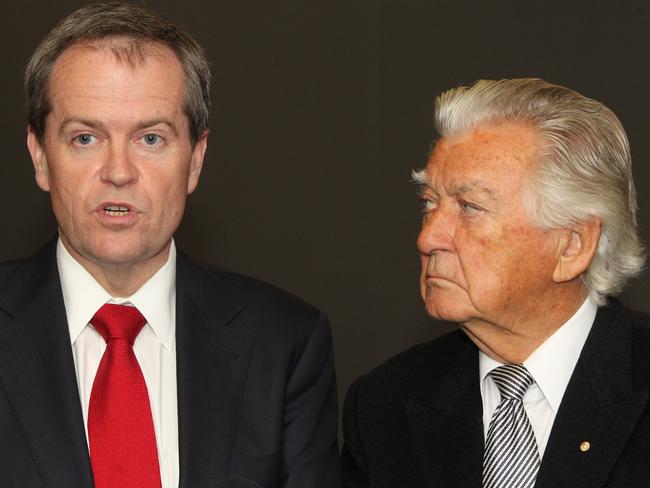 Former Prime Minister Bob Hawke with Bill Shorten. Picture: Supplied