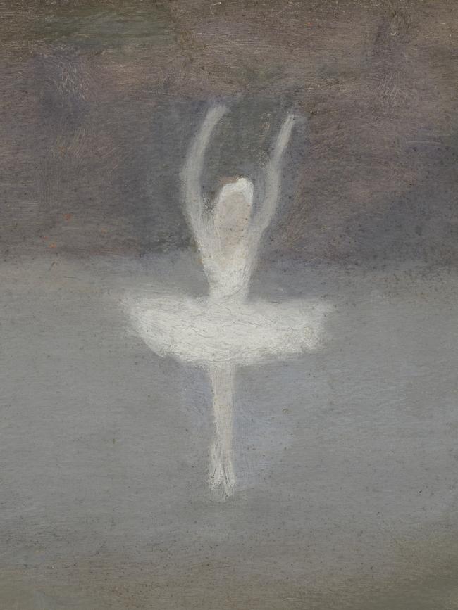 Clarice Beckett, Australia, 1887 – 1935, Pavlova, the dying swan (detail), 1929, Melbourne, oil on board; Art Gallery of South Australia.