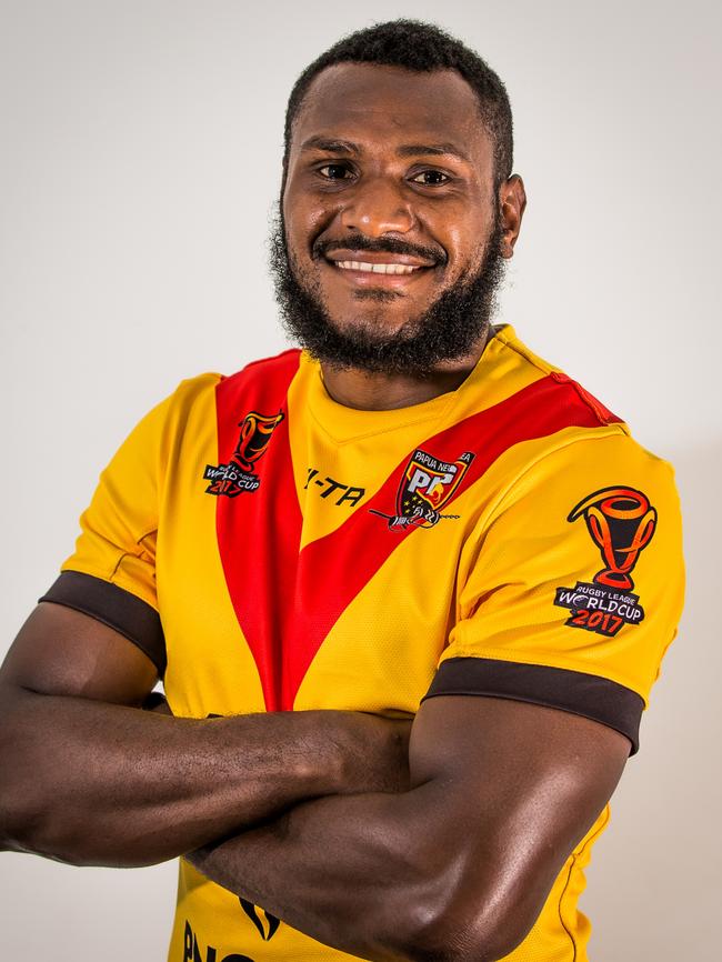 Kato Ottio in his PNG jersey ahead of the 2017 Rugby League World Cup. Picture: David Buller/NRL Imagery