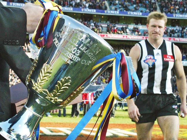 Nathan Buckley’s 2003 Grand Final jumper is up for grabs.