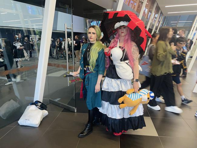 The PAX Aus Convention at the Melbourne Convention and Exhibition Centre (MCEC) on Saturday, October 12, 2024: Jazzles_timecapsule and aussie_nerd_girl. Picture: Jack Colantuono