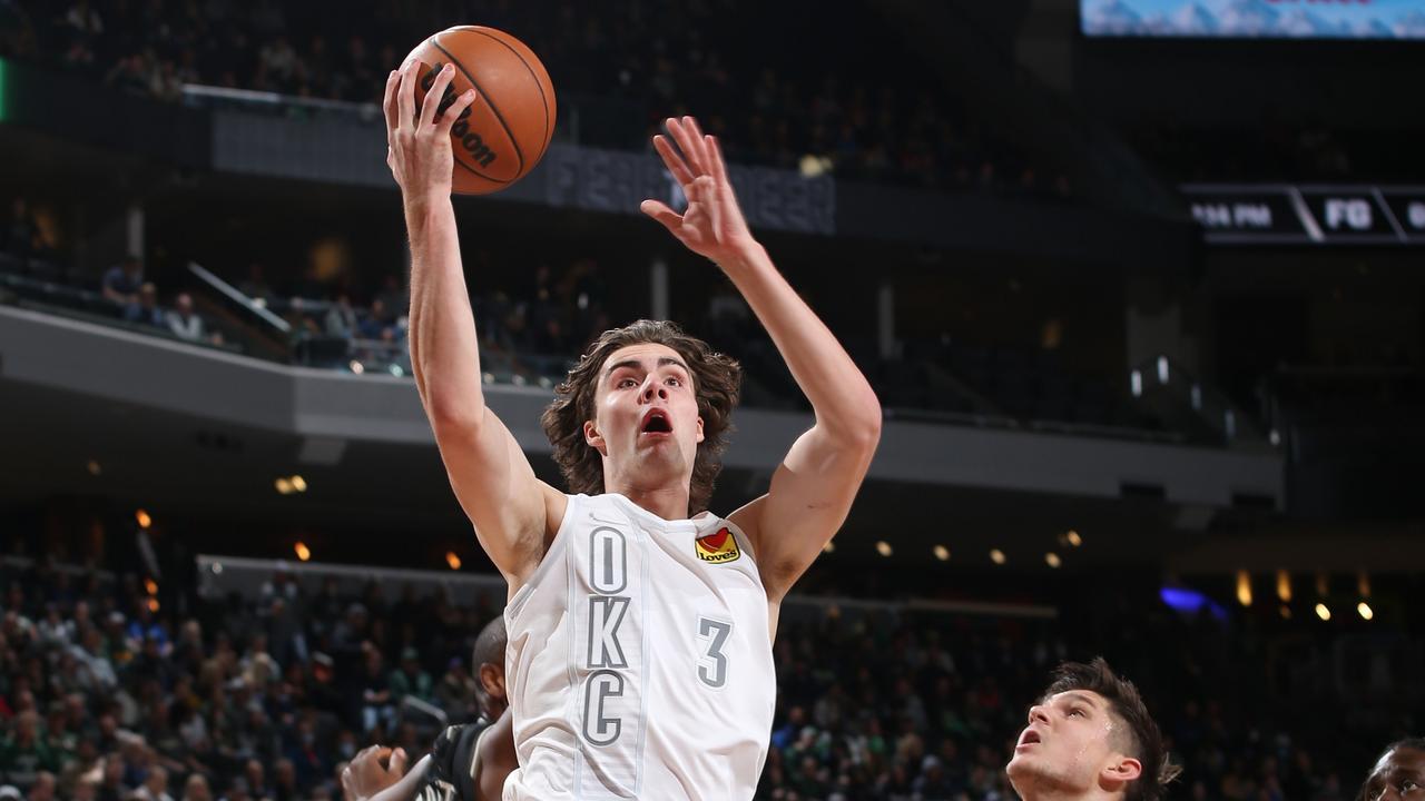 Josh Giddey led the Thunder in points scored but failed to earn his first NBA triple-double. Picture: Gary Dineen/NBAE via Getty Images