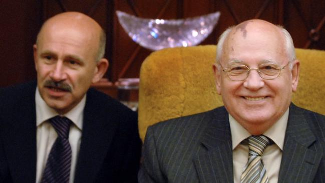 Interpreter Pavel Palazhchenko, left, with and Former Soviet leader Mikhail Gorbachev.
