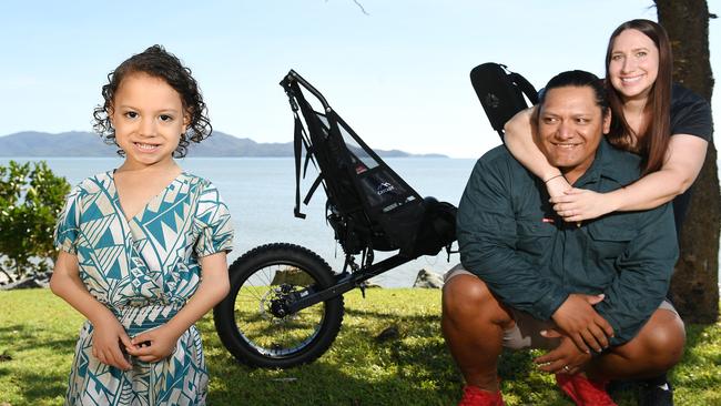 Courageous five-year-old Adelaide Tuimalealiifano, is set to take on an incredible challenge with her family Amanda and Jaster Tuimalealiifano, to raise awareness and funds for Multicentric Carpotarsal Osteolysis (MCTO). Picture: Shae Beplate.