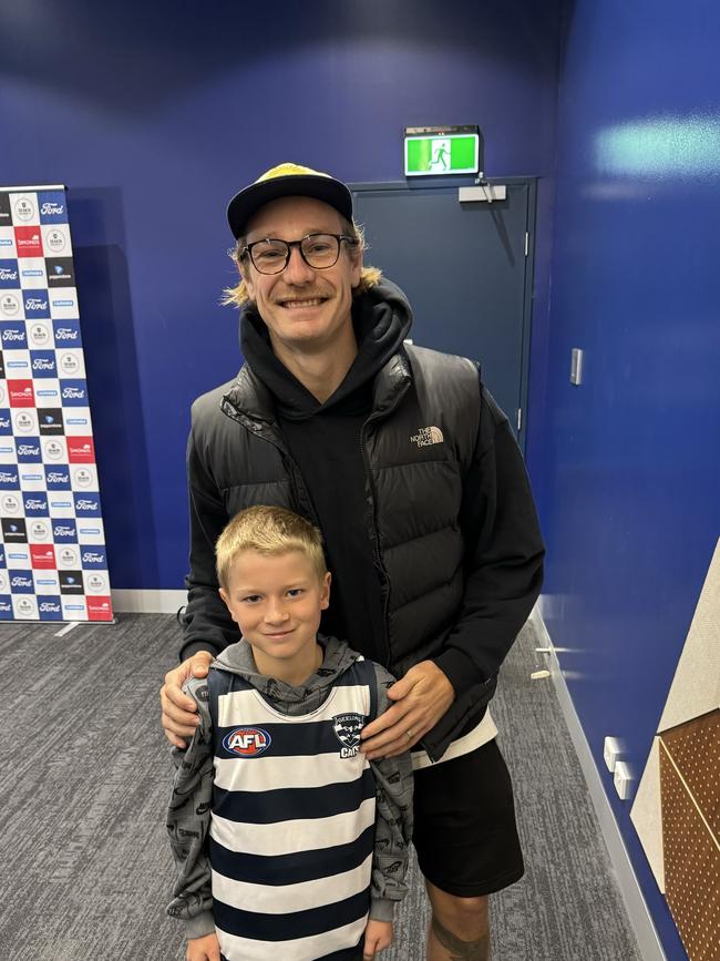 Harry Verfurth with his favourite player Tom Stewart. Picture: Supplied