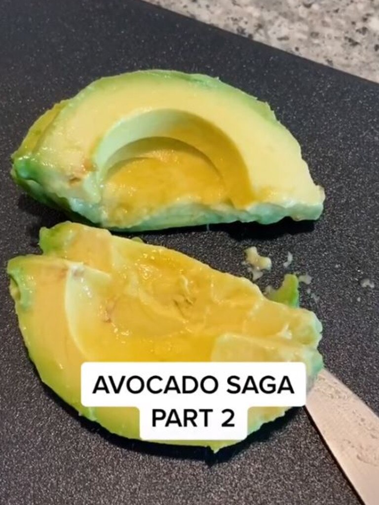 But you can wipe the water away to reveal a perfectly fresh avocado. Picture: TikTok/@kmag1