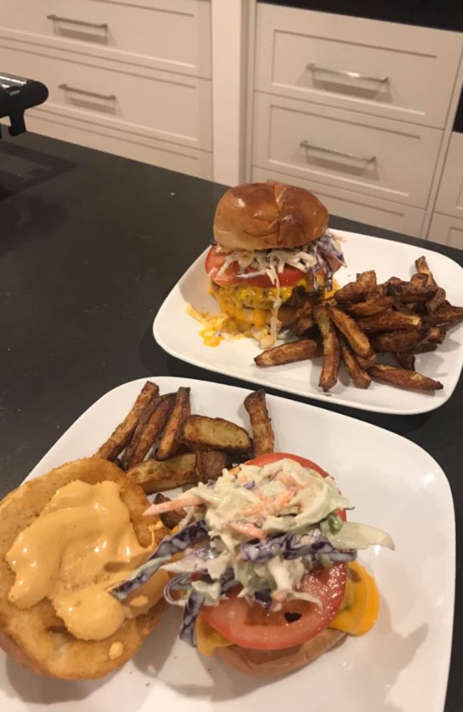 There’s also a tex mex beef burger with rosemary salted fries and ranch slaw. The other two dishes are teriyaki salmon with vegetable and black sesame rice and bacon-wrapped pork and fennel sausages. Picture: Facebook