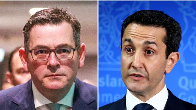 Former Victorian premier Daniel Andrews and Queensland Premier David Crisafulli.