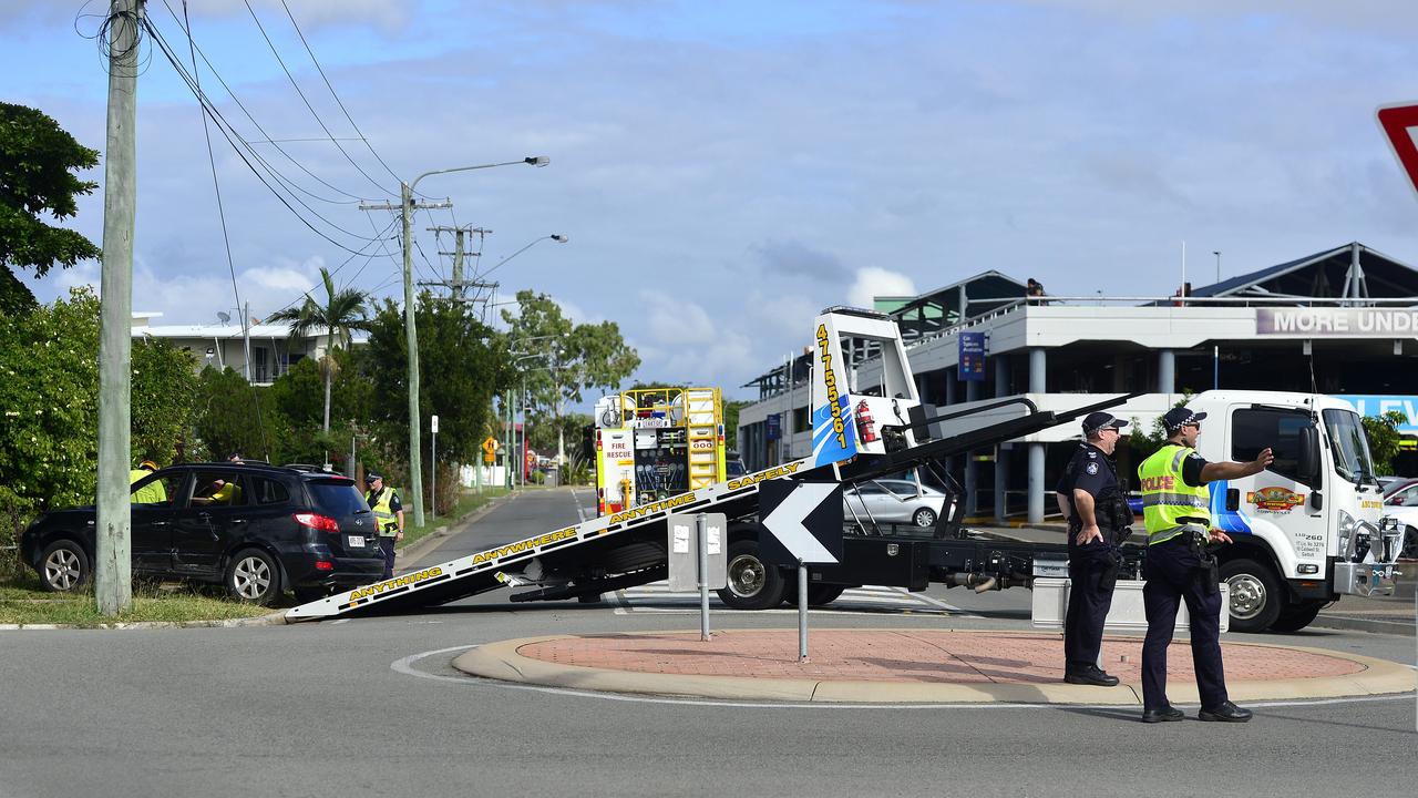 A woman was trapped in the wreckage of a vehicle following a two car crash in Townsville. The crash happened at the intersection of Elizabeth St and Alfred St in Aitkenvale. PICTURE: MATT TAYLOR.