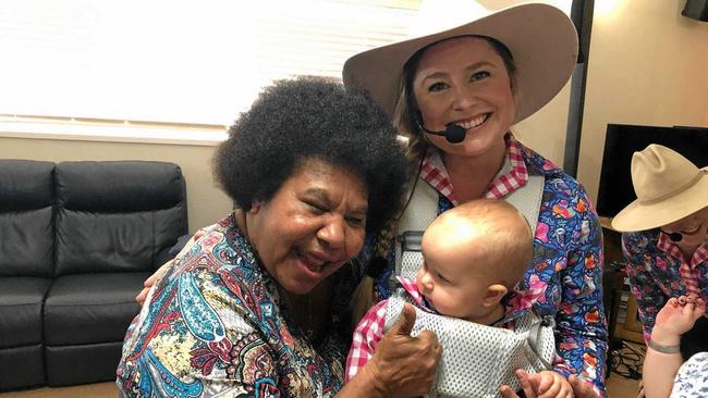 SHOWTIME: Blue Care client Maddie with Blue Gum Farm TV creator Cilla Pershouse and her baby Greta. Picture: Contibuted