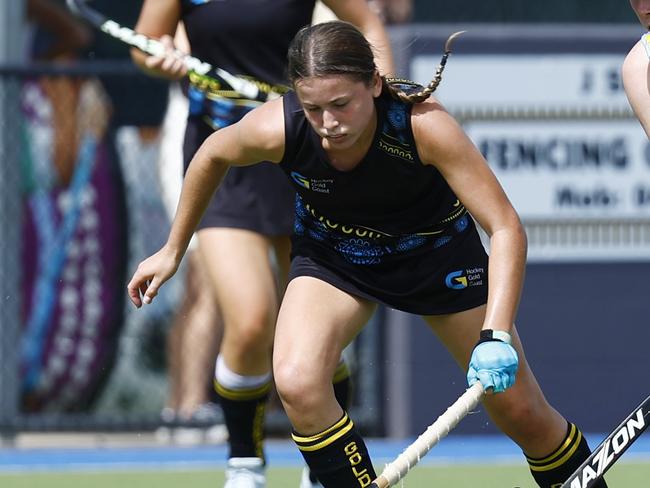 Gold Coast's Tylah Andrews at last year’s Under 18 Girl's Queensland Hockey State Championship match between Cairns 1 and the Gold Coast. Picture: Brendan Radke