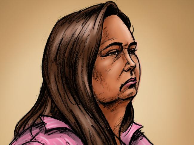 MORWELL, AUSTRALIA- NewsWire Photos APRIL 29, 2025: Court sketch of accused mushroom cook killer Erin Patterson in the Latrobe Valley Supreme Court. Picture: NewsWire / Paul Tyquin