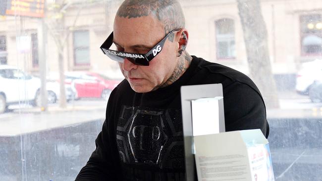 Toby Mitchell wore designer Dolce &amp; Gabbana sunglasses that retail for more than $500 for his court appearance. Picture: Nicki Connolly