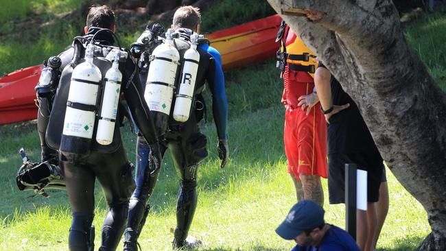 Queensland Police Divers at Broadbeach at the scene of a drowning in January. Photo: Scott Powick.