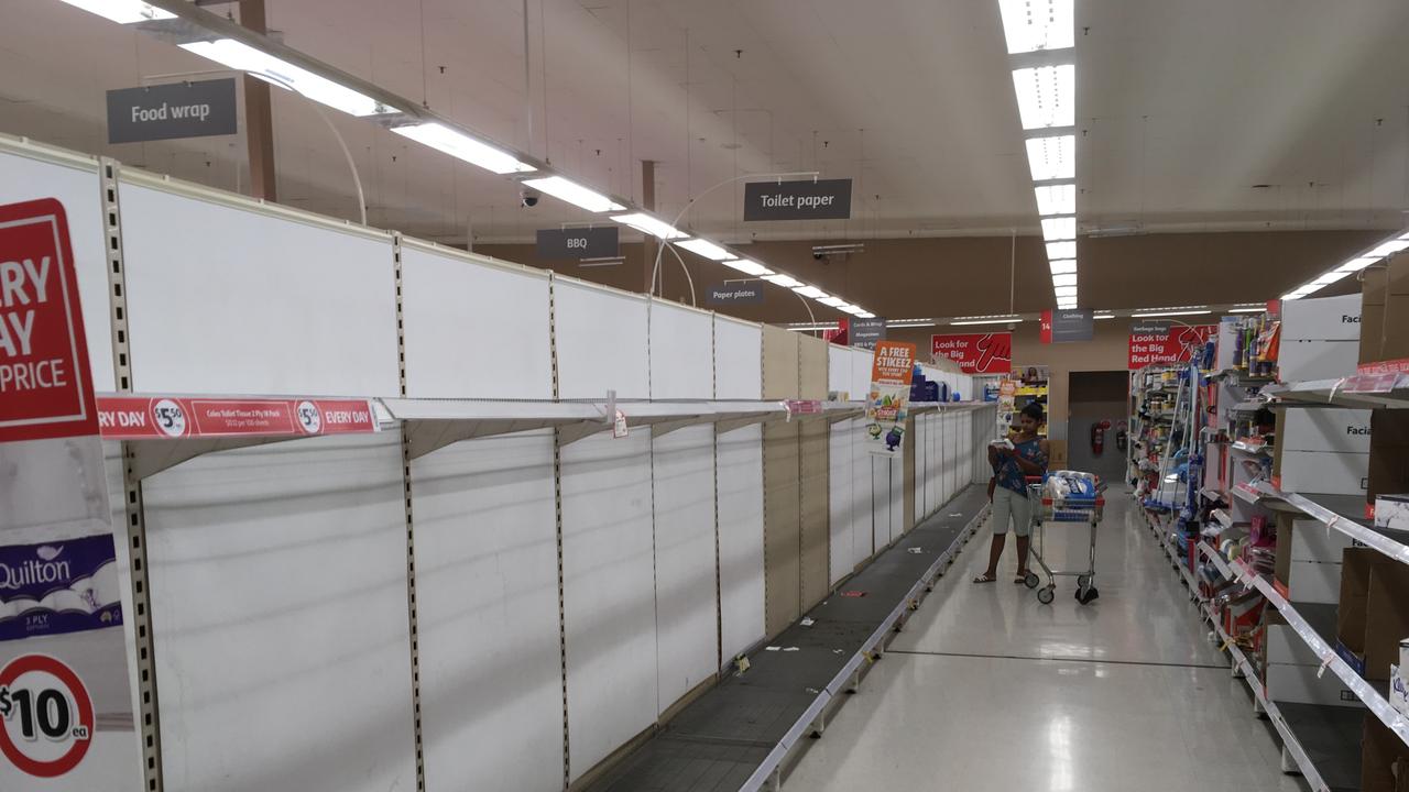 Shoppers clear out the shelves.