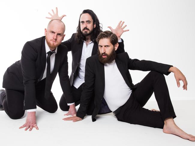 Aunty Donna let rip with rapid-fire sketches and songs in Glennridge Secondary School. Picture: Supplied