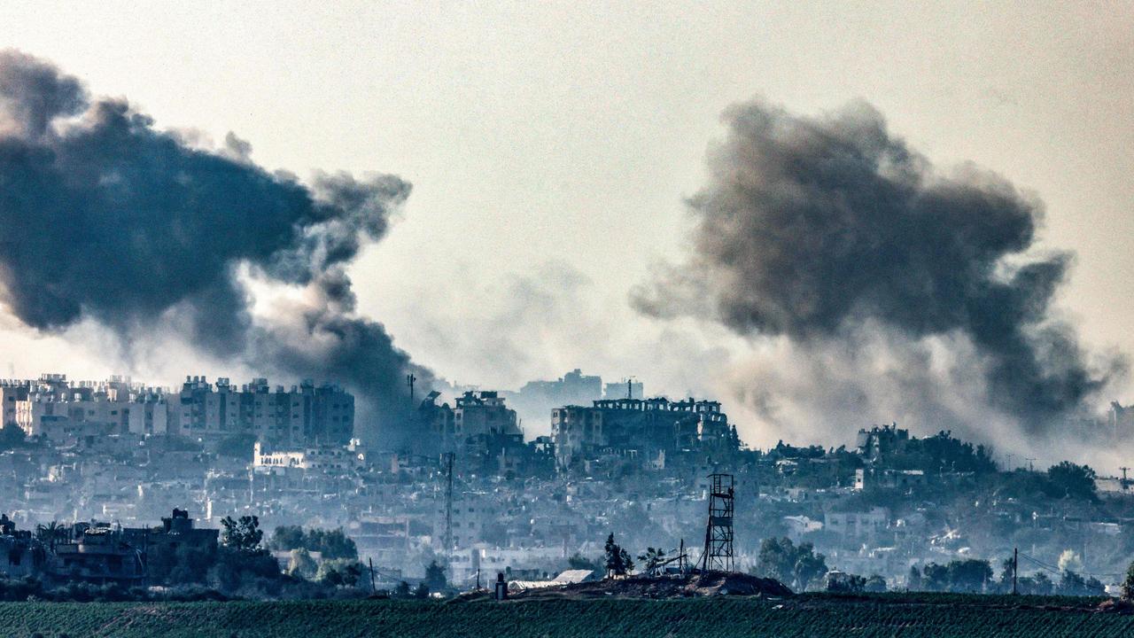 Smoke over the Gaza Strip following an Israeli strike. Picture: Ronaldo Schemidt/AFP