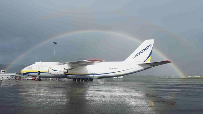 The Antonov 124 on the tarmac at Cairns Airport on Sunday. Picture: Cairns Airport Duty Manager