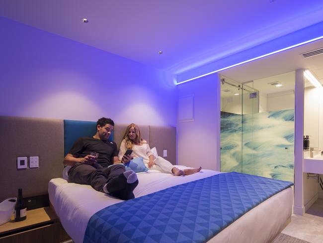 Guests can even adjust the room's lighting with their smartphones. Picture: Mi-pad