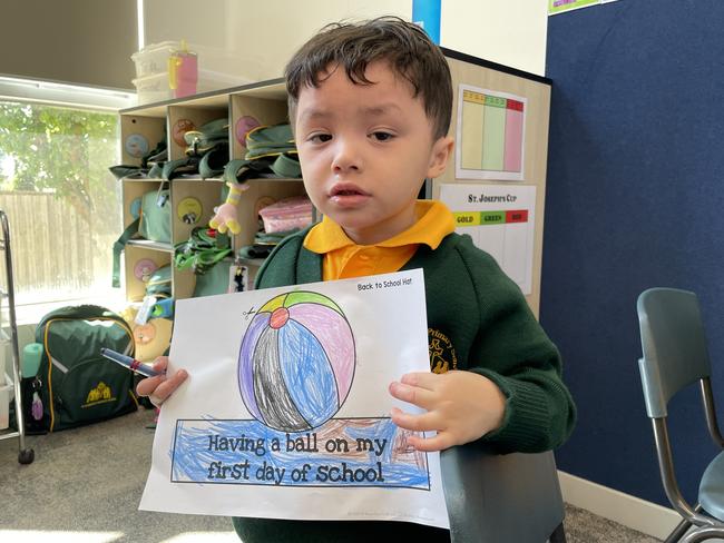 Preps on their first day at St Patrick's Primary School in Ballarat.