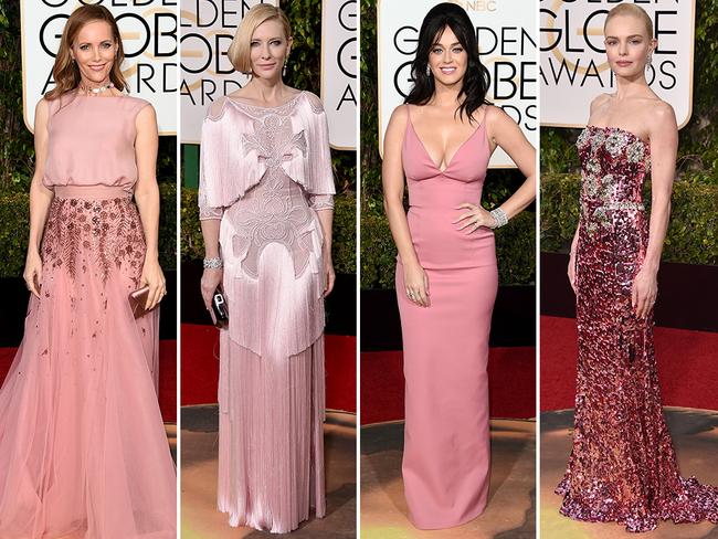 Perfectly pink ... Leslie Mann, Cate Blanchett, Katy Perry and Kate Bosworth. Picture: Getty