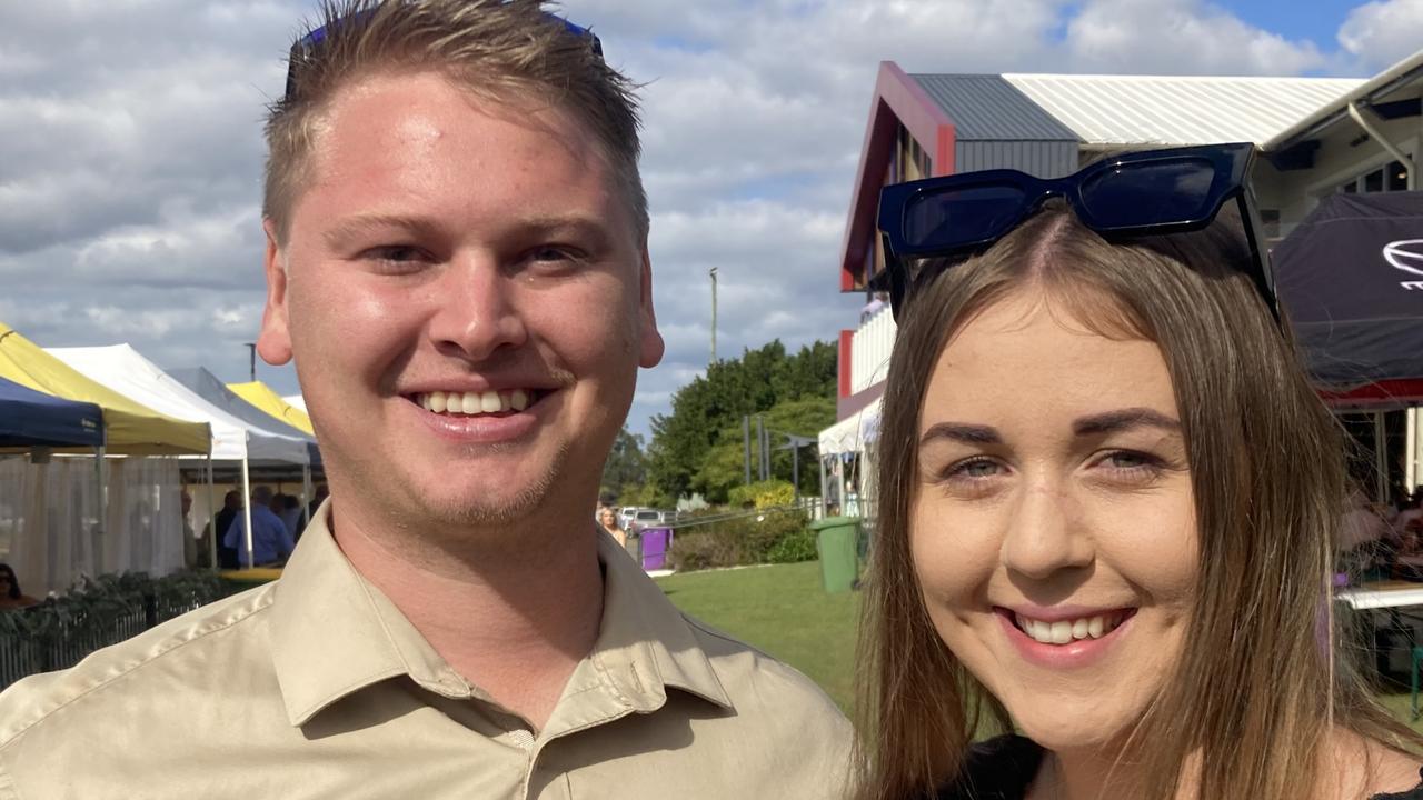 Tyson Johnson and Logan Kickbusch enjoy a day of fun at the Gympie Races on Saturday, July 15, 2023.