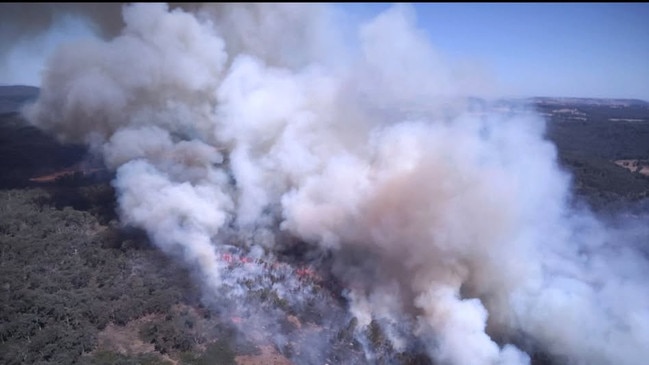 Firefighters are actively working to contain the Boho Stilo’s Track fire in the Strathbogie State Forest near Violet Town. Picture: Facebook: Forest Fire Management Victoria