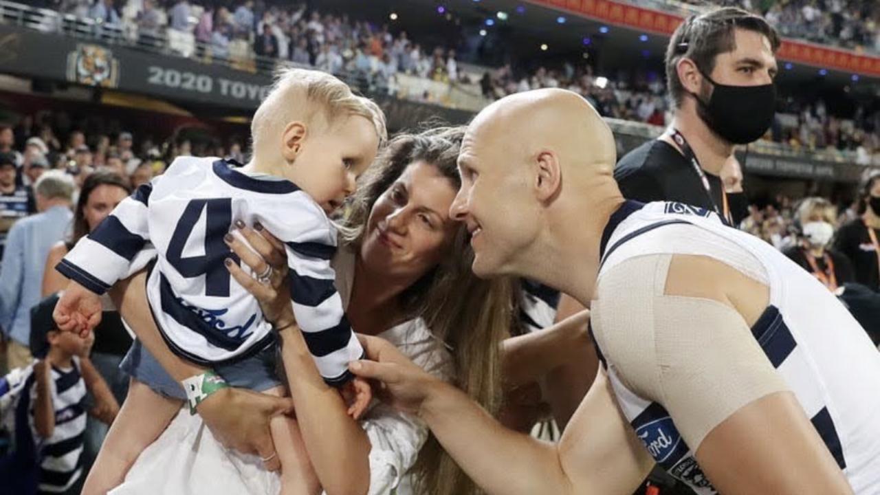 Jordan and Gary Ablett with their son Levi. Picture: Supplied