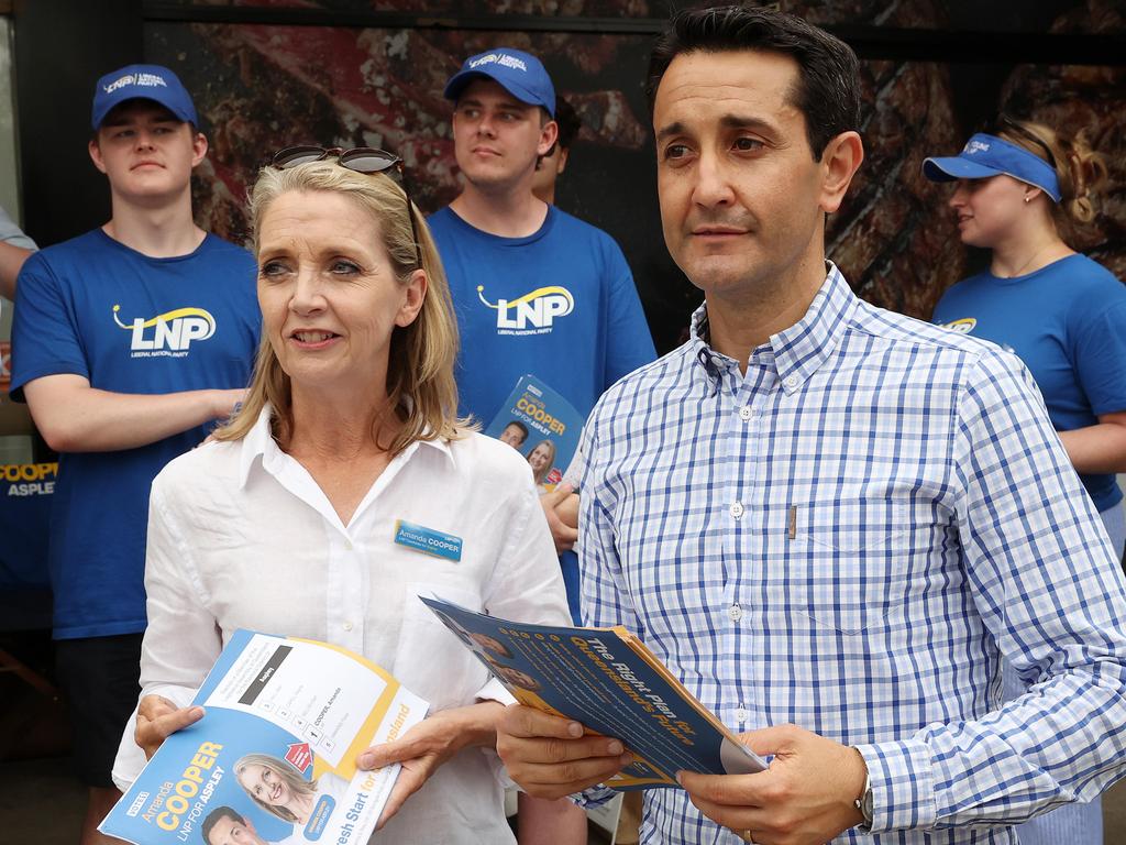 Opposition Leader David Crisafulli at pre-polling at Carseldine in Brisbane’s north. Picture: Liam Kidston