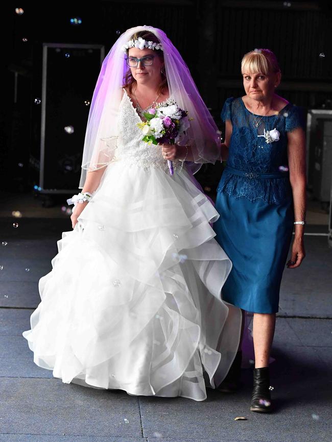 Simone Ward and Geoffrey Borninkhof, were married on The Hill Stage at Gympie Music Muster. Picture: Patrick Woods.