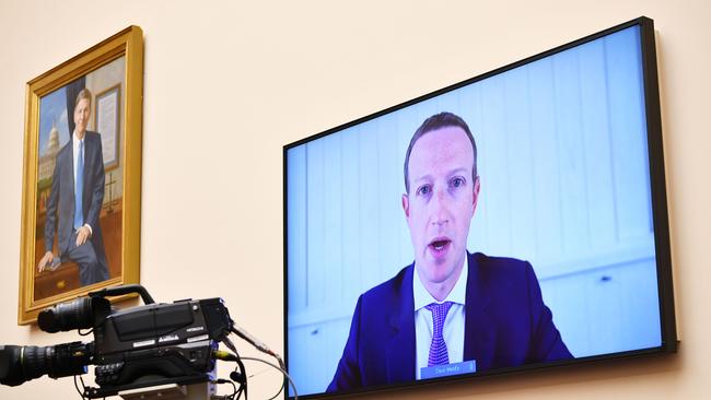 Facebook CEO Mark Zuckerberg testifies before the House Judiciary Subcommittee on Antitrust in July Picture: AFP