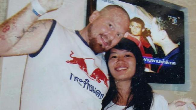 Andrew Oake, pictured with his partner Som, died after a brutal attack in Thailand. Picture: Supplied