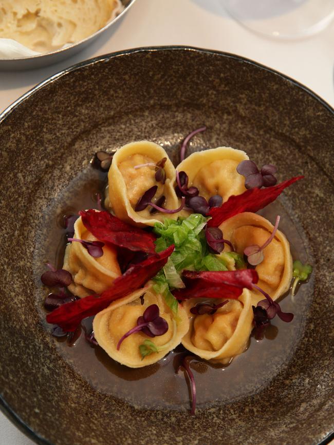 Rabbit tortellini with cabbage. Picture: Andrew Tauber