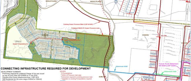 Water and sewer connecting infrastructure plan to connect with Maidment Group's MacKinnons Reach estate. Picture: Supplied.