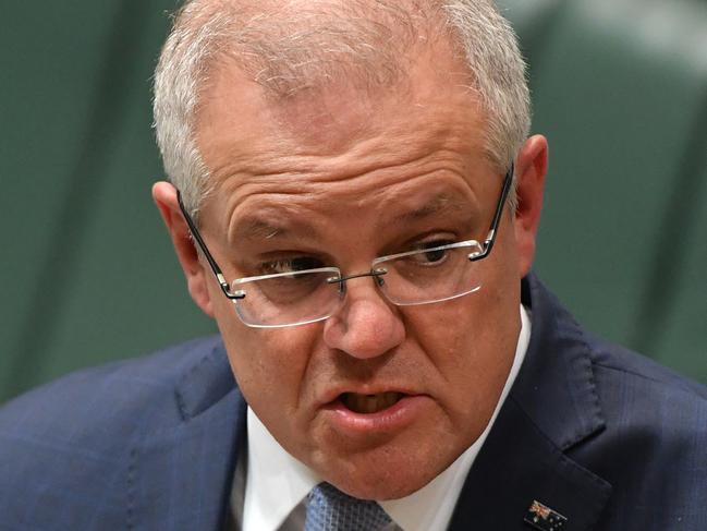 Prime Minister Scott Morrison during Question Time in the House of Representatives at Parliament House in Canberra, Thursday, May 14, 2020. (AAP Image/Mick Tsikas) NO ARCHIVING