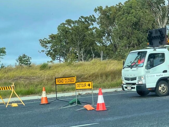 The Cunningham Hwy at Allan, 10km outside Warwick, was closed after a two-vehicle crash on Tuesday morning.